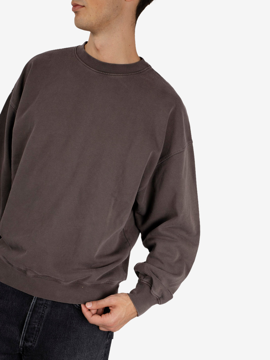 Felpa Organic Oversized Crew faded mud
