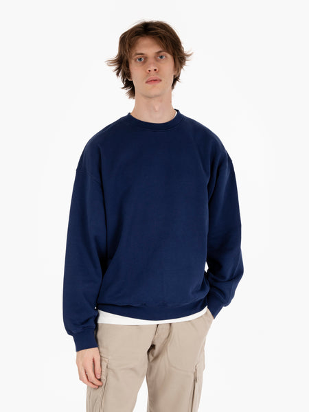 Felpa Organic Oversized Crew Marine Blue