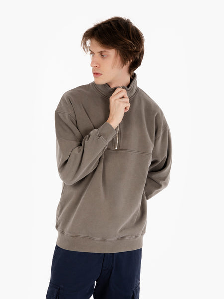 Felpa organic quarter zip misty brown