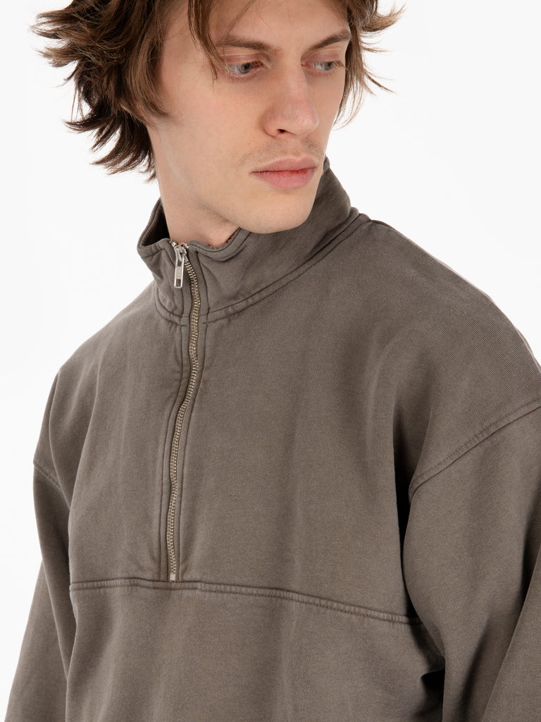 COLORFUL STANDARD - Felpa organic quarter zip misty brown