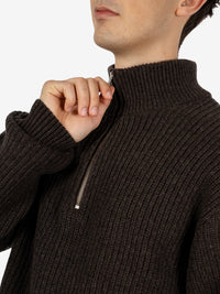 Merino quarter zip deep coffee brown