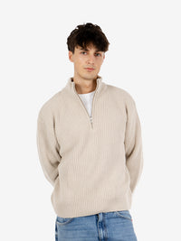 Merino quarter zip ivory white