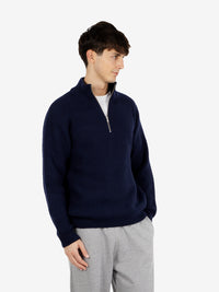 Merino quarter zip navy blue