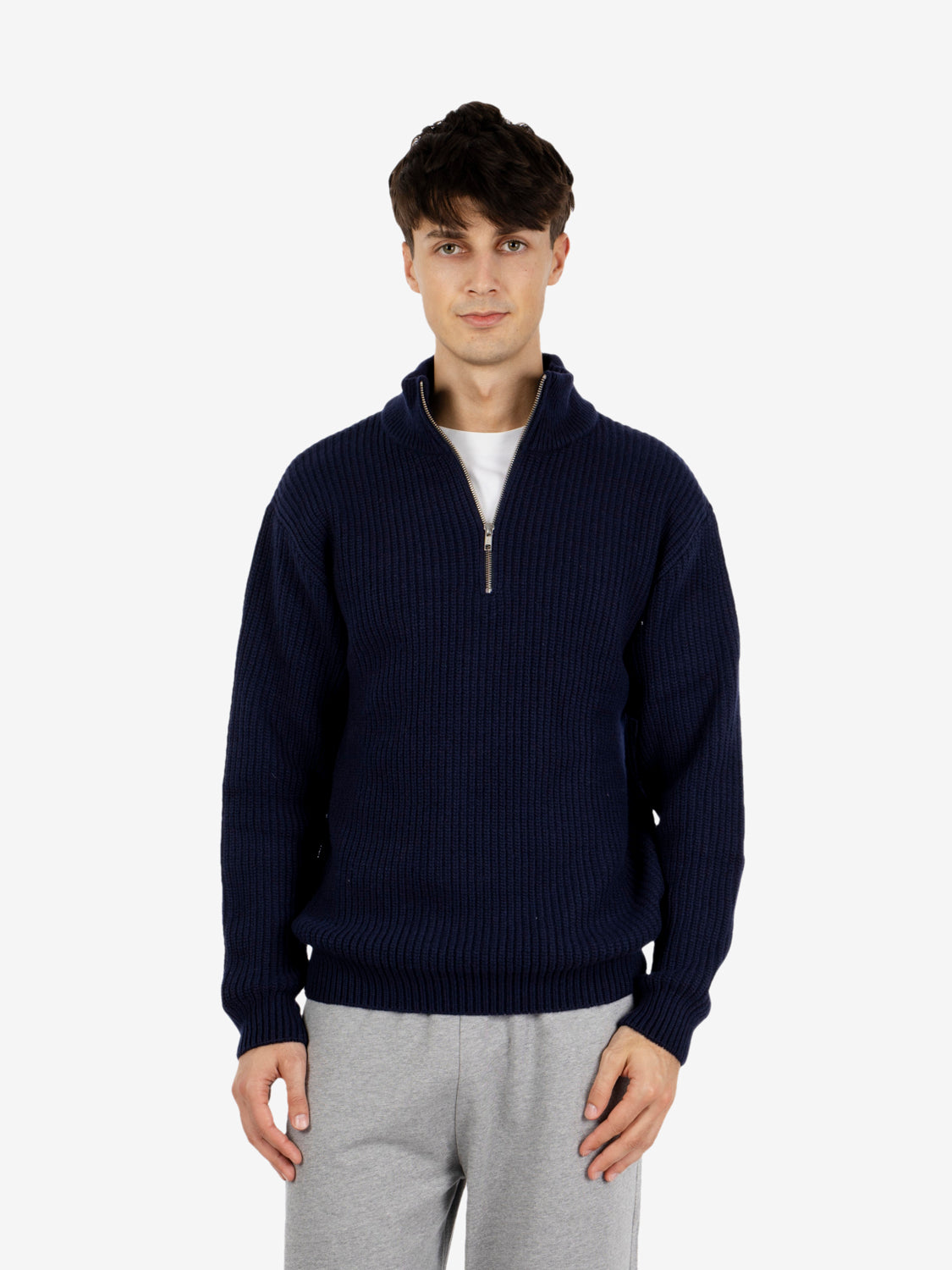 Merino quarter zip navy blue