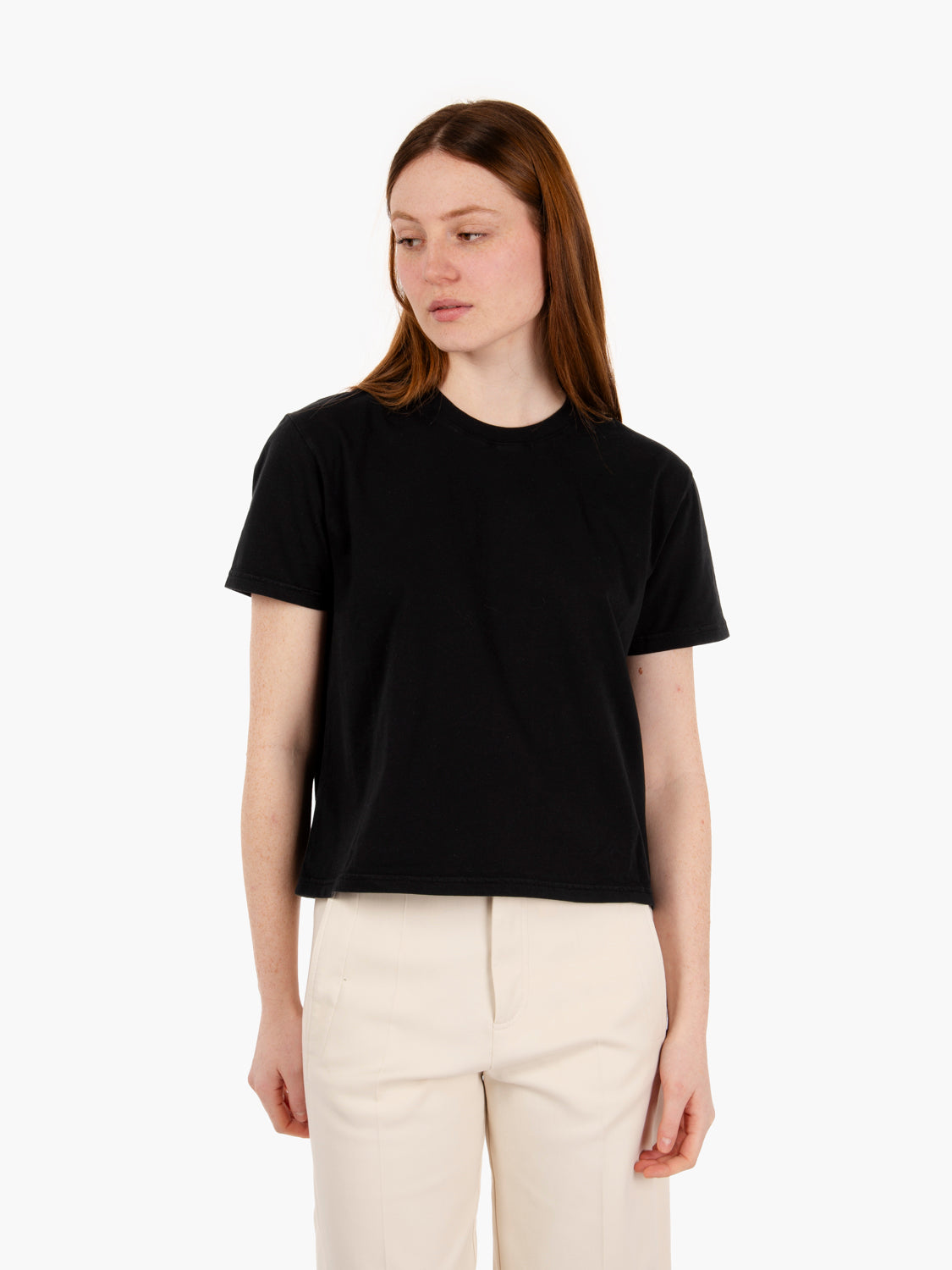 Organic boxy cropped tee deep black