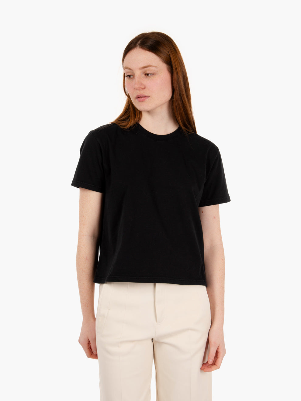 Organic boxy cropped tee deep black