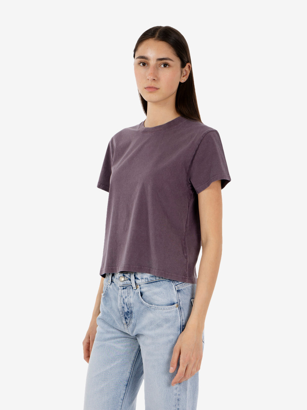 Organic boxy cropped tee faded grape