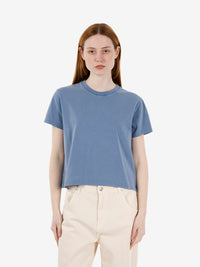 Organic boxy cropped tee indigo