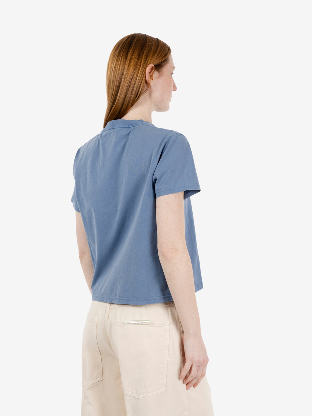 Organic boxy cropped tee indigo