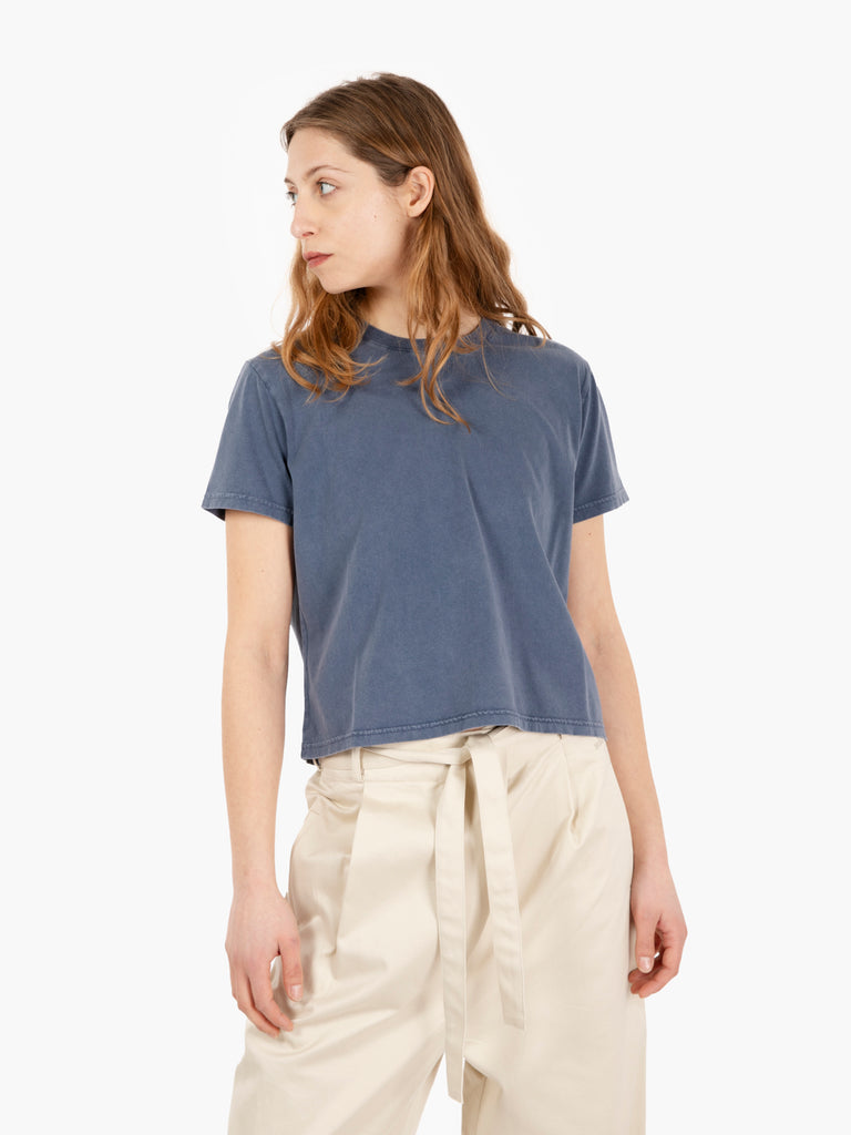 COLORFUL STANDARD - Organic boxy cropped tee neptune blue