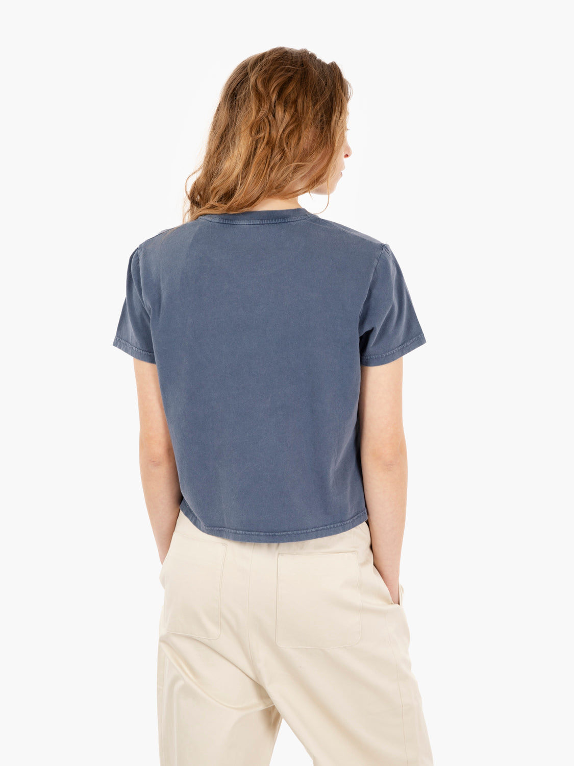Organic boxy cropped tee neptune blue