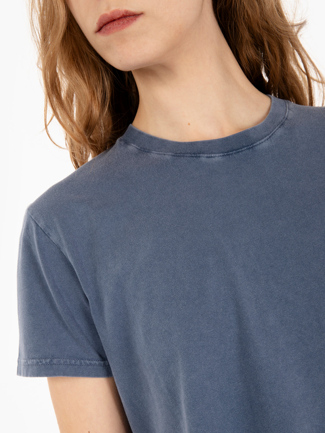 Organic boxy cropped tee neptune blue