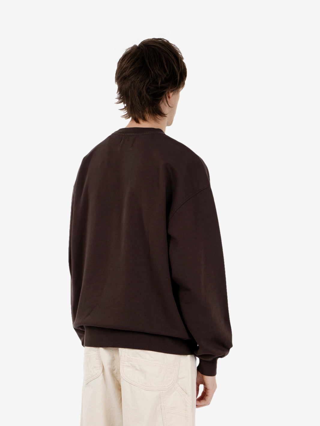 Organic Oversize crew coffee brown