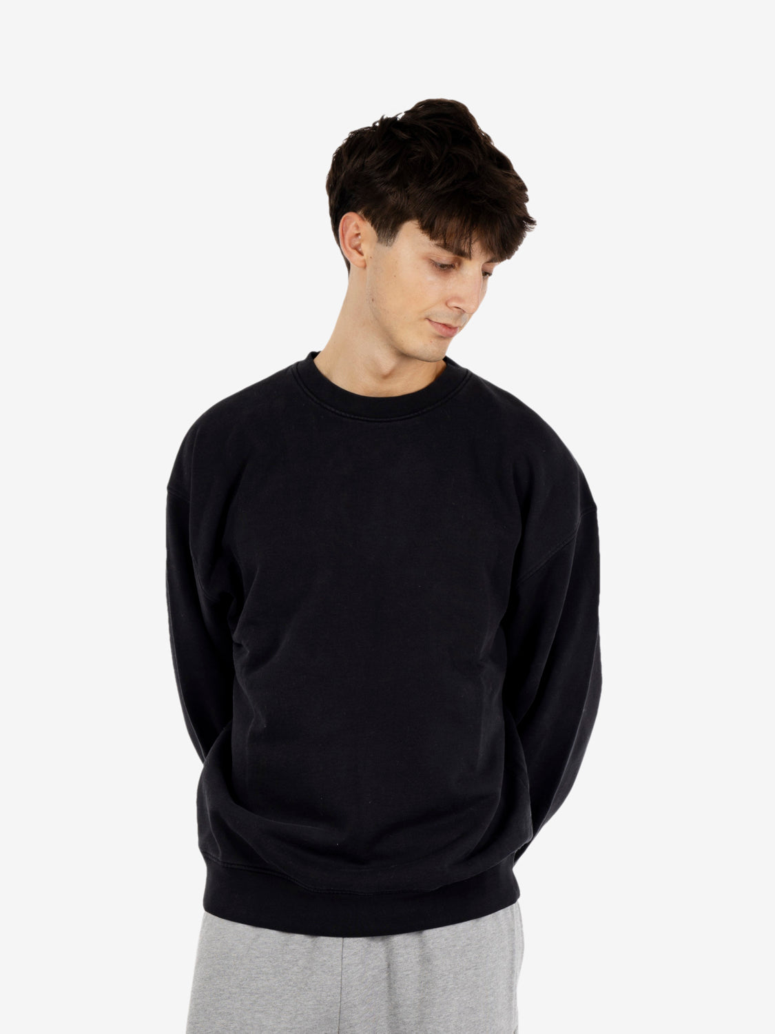 Organic oversized crew deep black