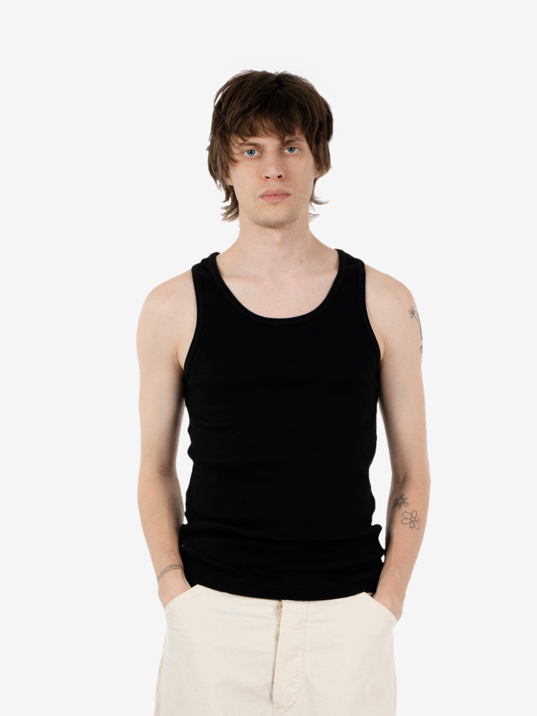 Organic rib tank top deep black