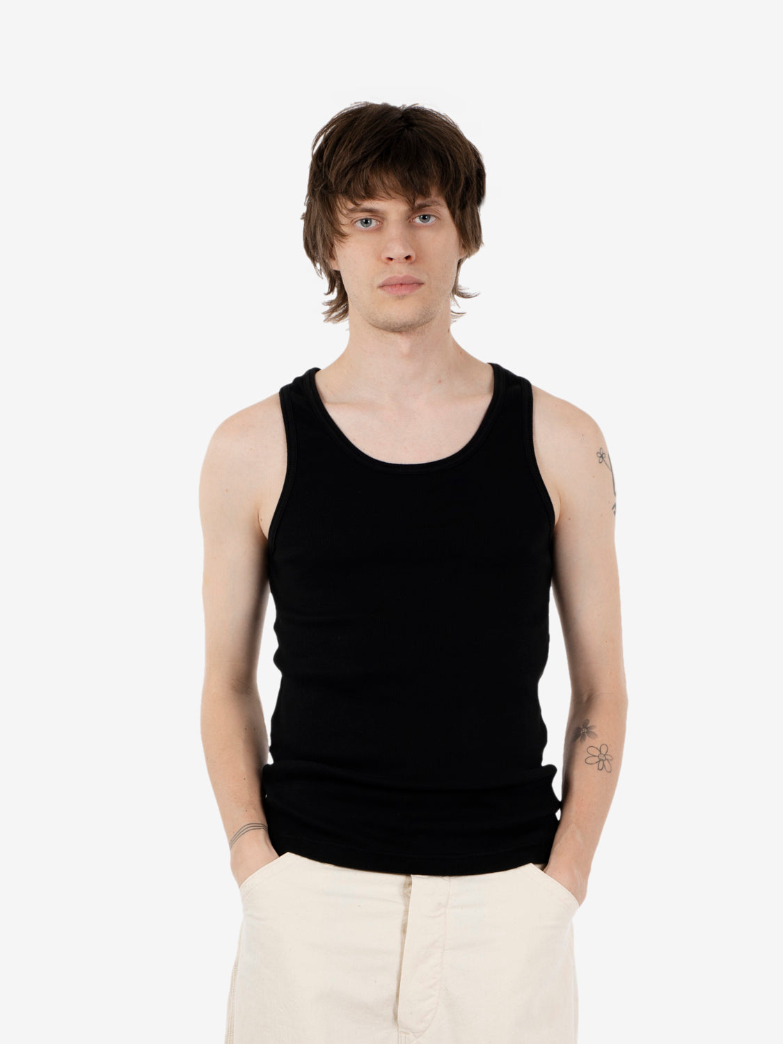 Organic rib tank top deep black