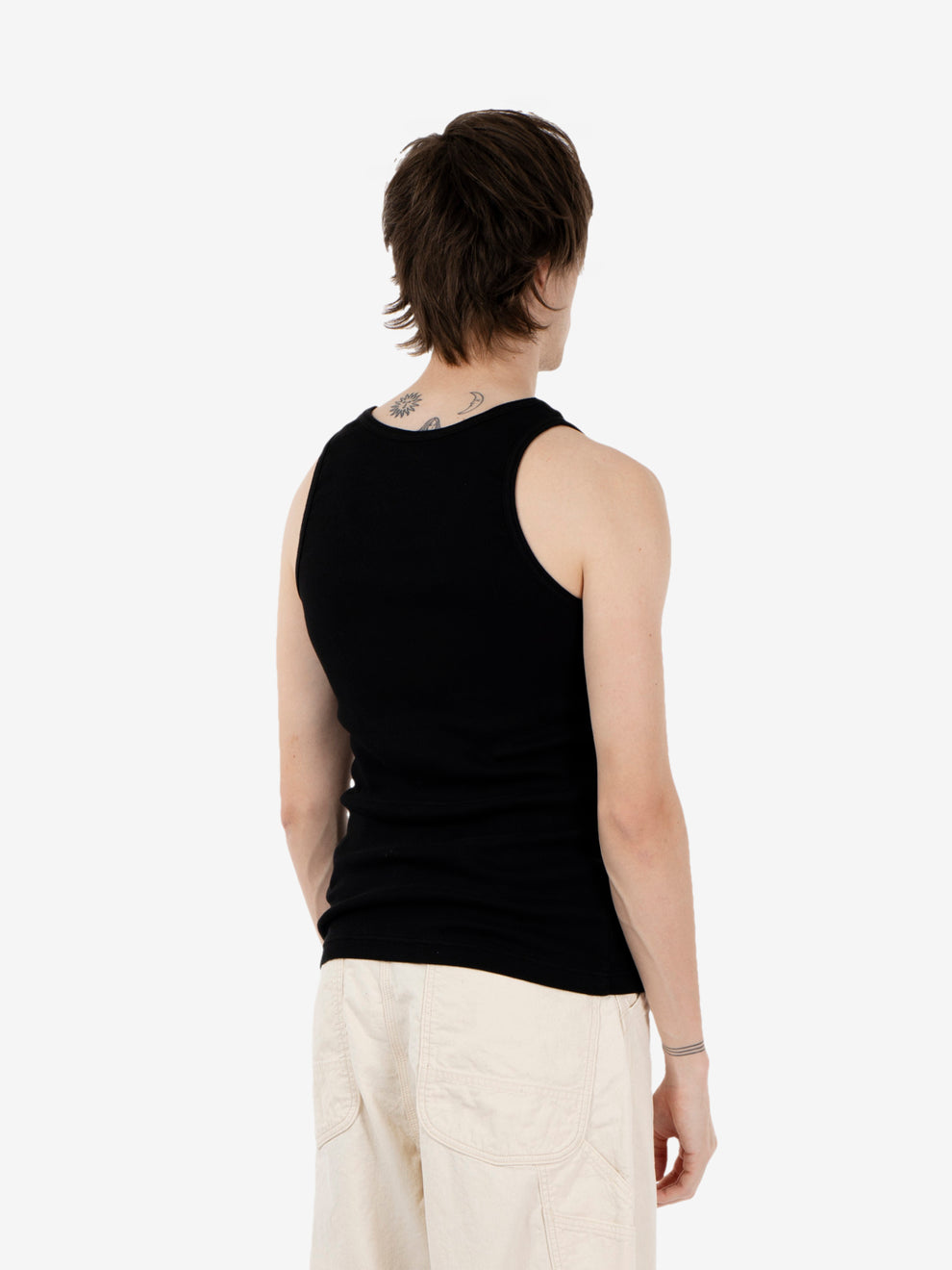 Organic rib tank top deep black