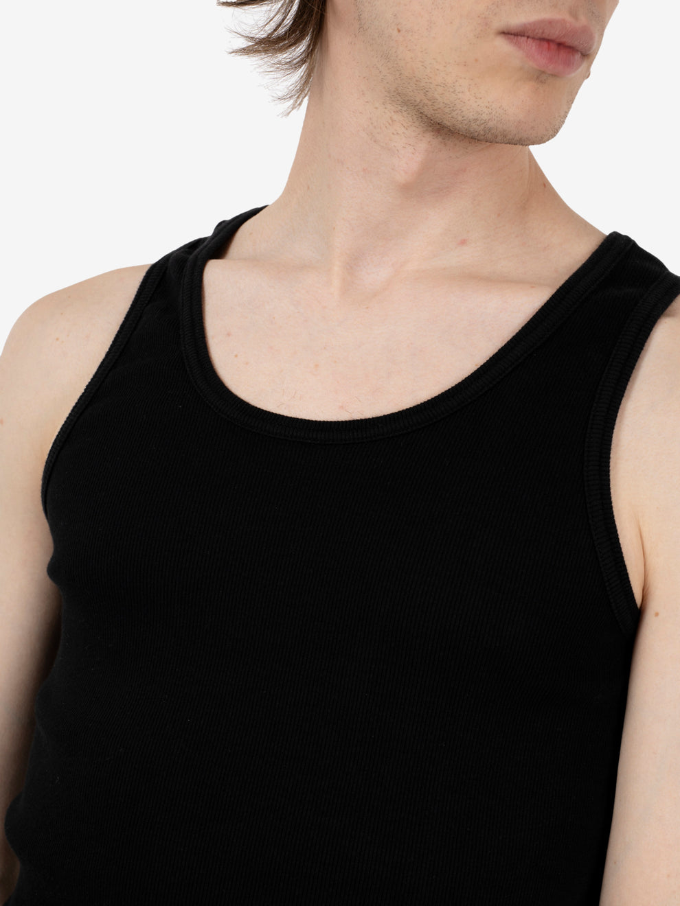 Organic rib tank top deep black