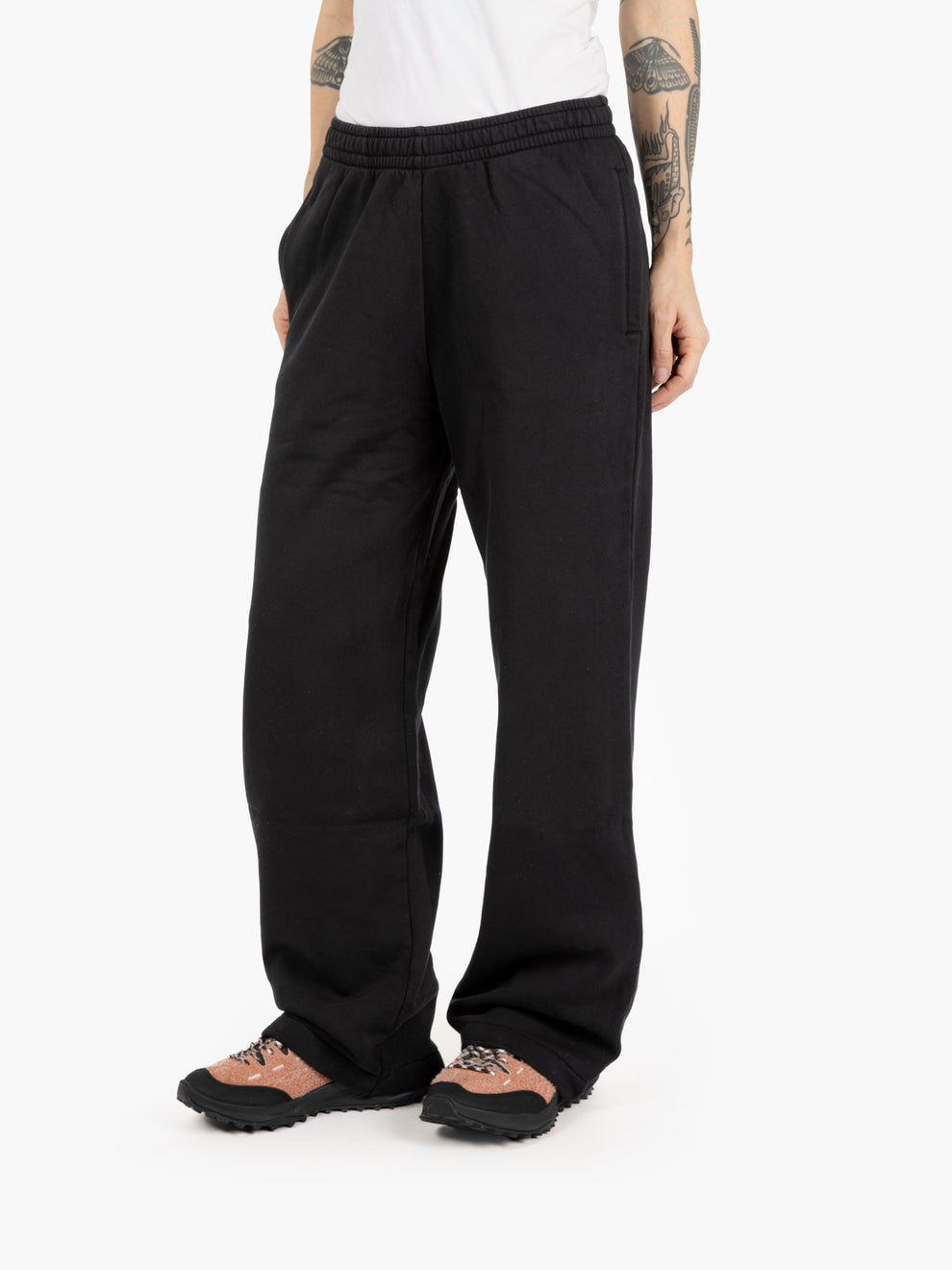 Organic straight leg sweatpants deep black