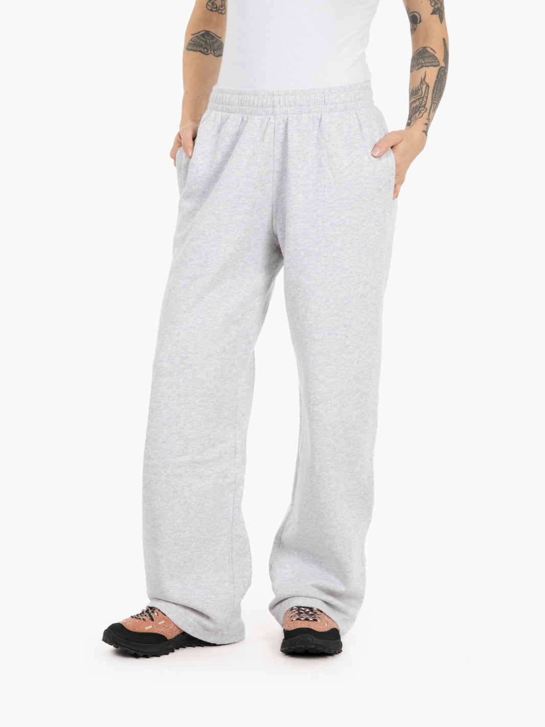 Organic straight leg sweatpants snow melange