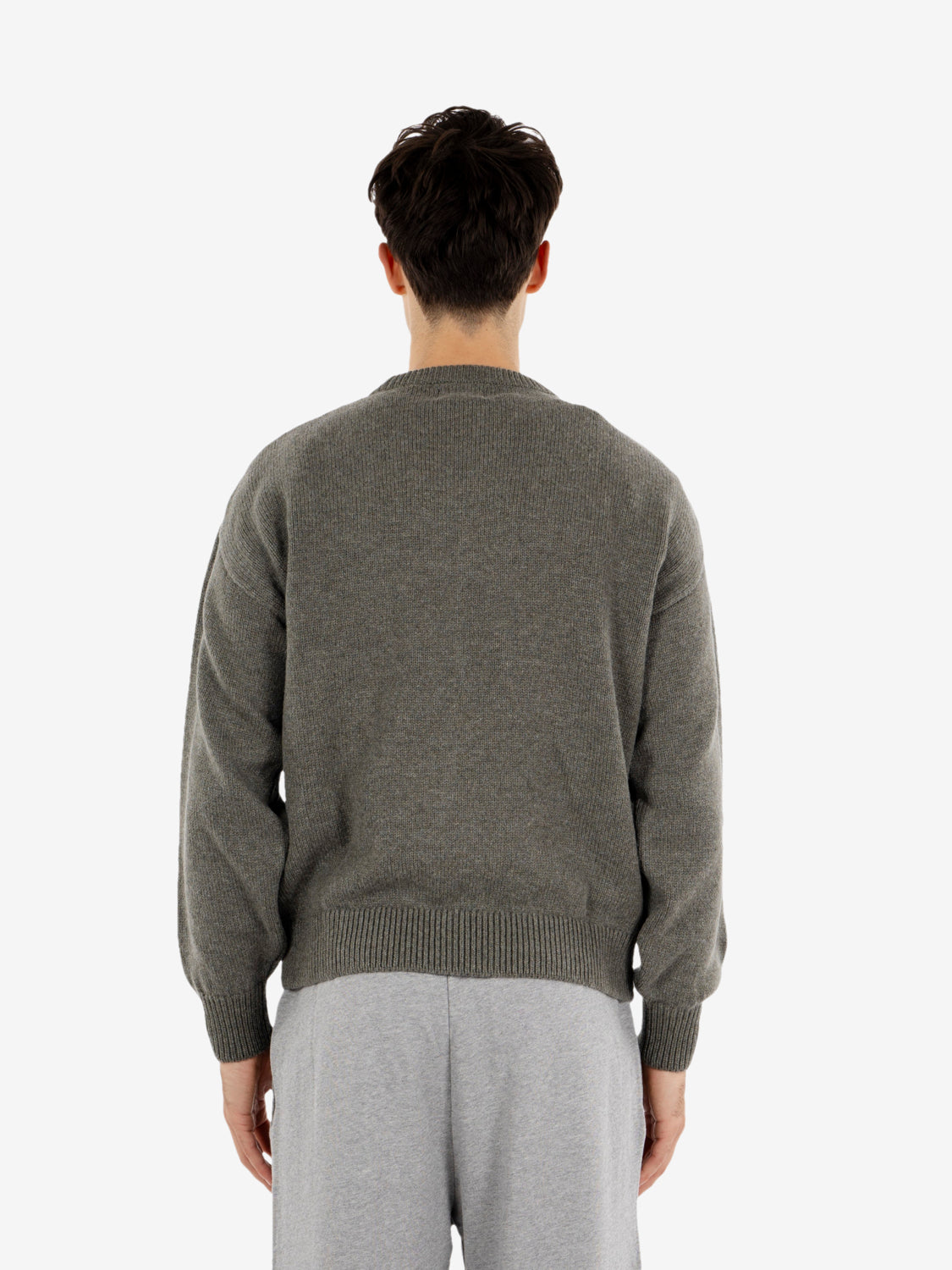 Oversized merino wool crew dusty olive