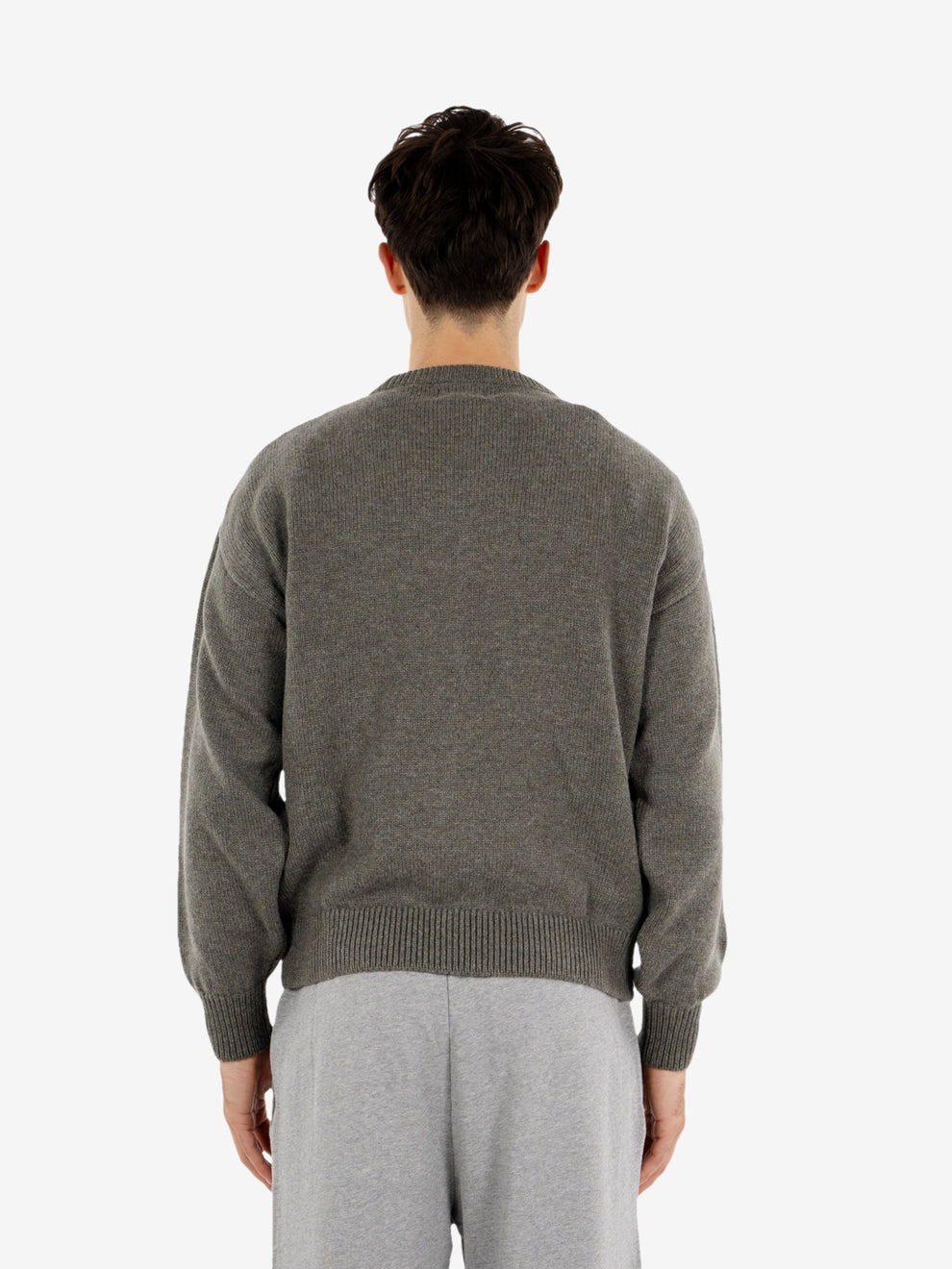Oversized merino wool crew dusty olive