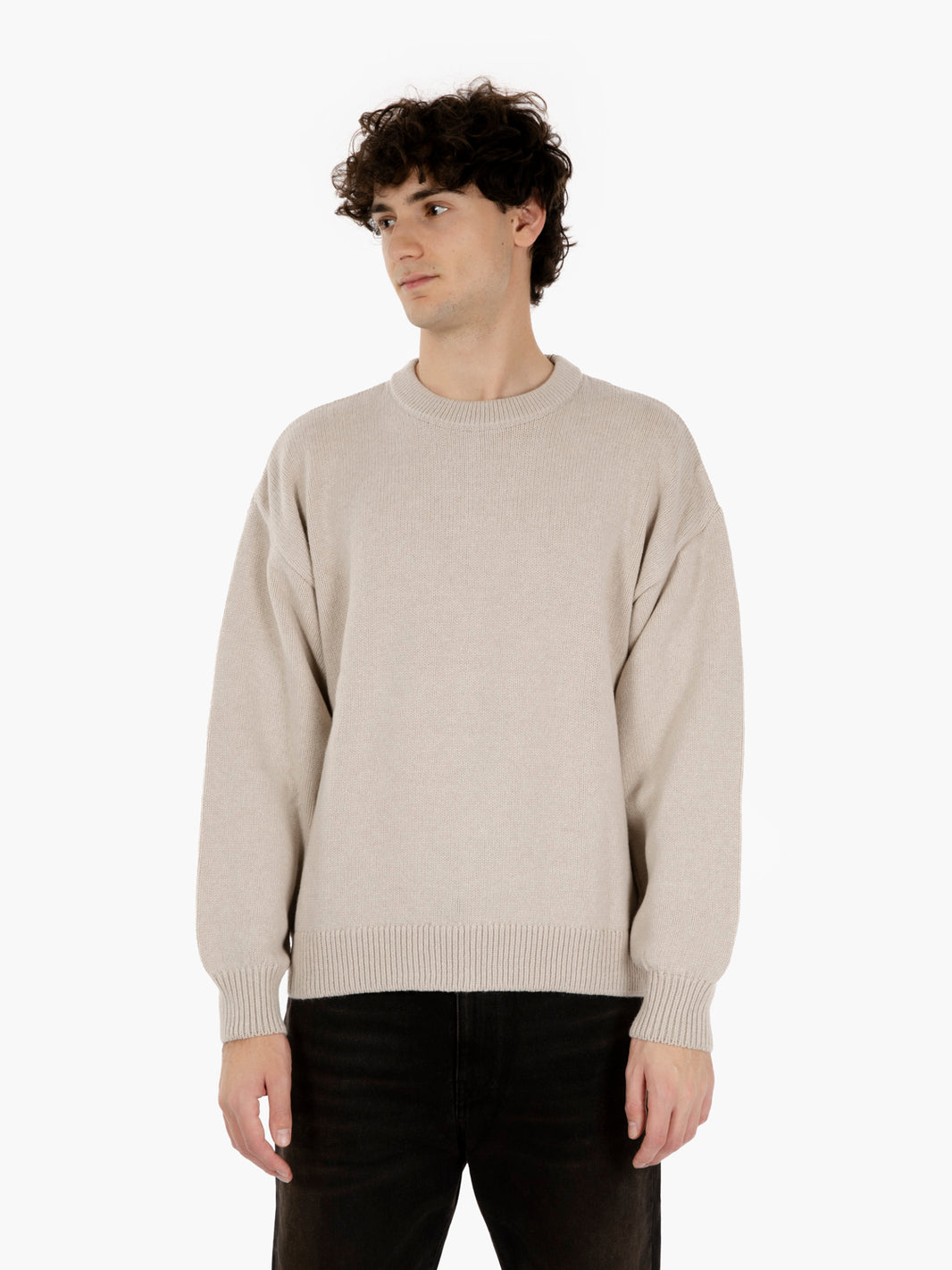 Oversized merino wool crew ivory white