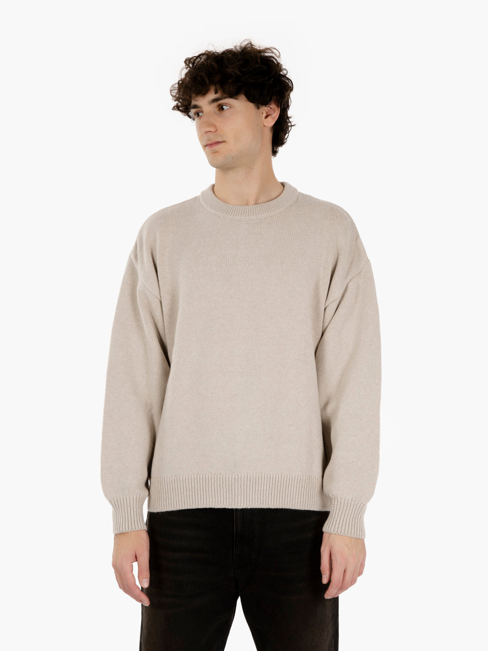 Oversized merino wool crew ivory white