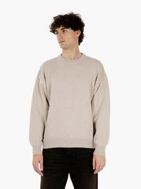 Oversized ivory white merino wool crew neck