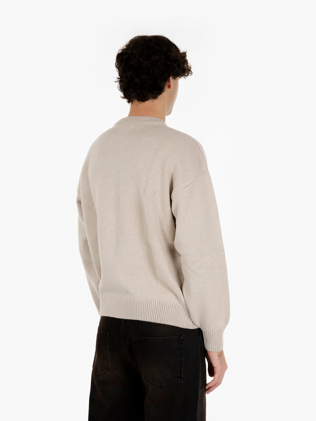 Oversized merino wool crew ivory white