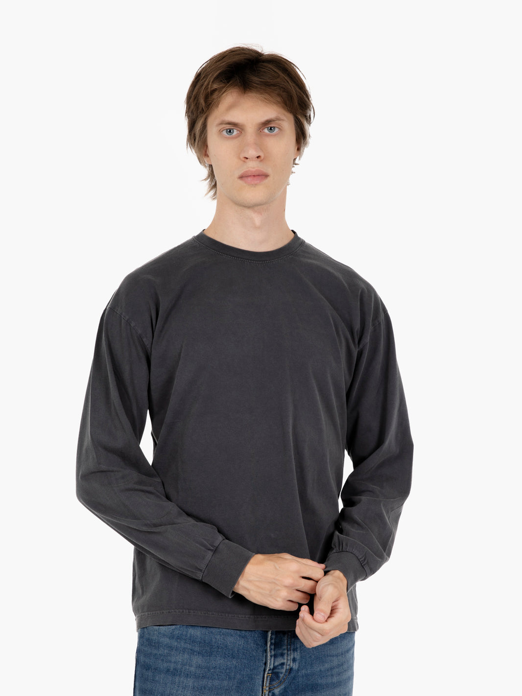 Oversized organic LS T-shirt faded black