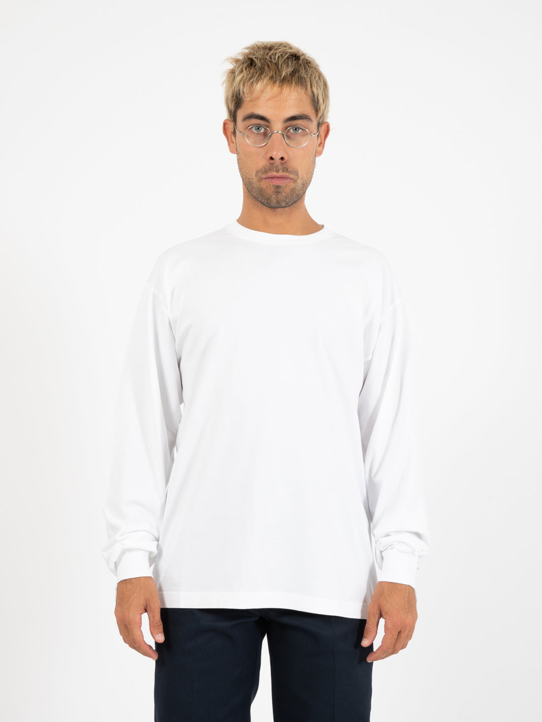Oversized Organic LS optical white t-shirt