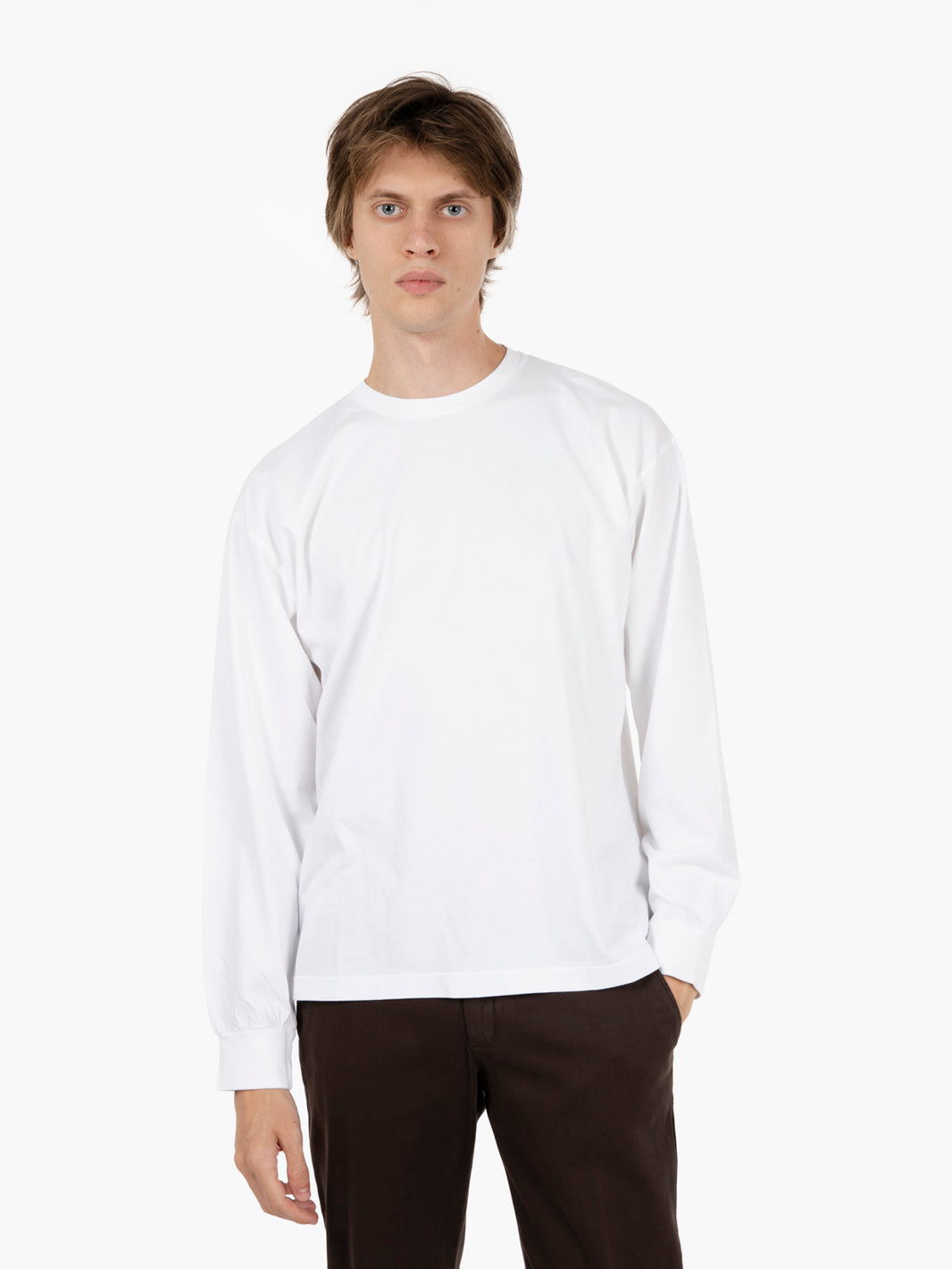 Oversized Organic LS optical white t-shirt