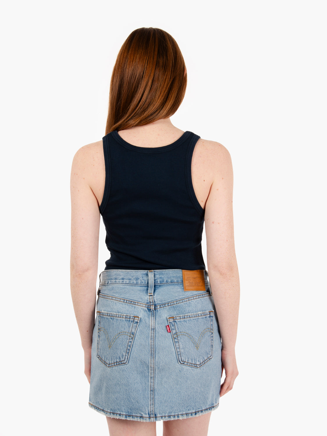 W Organic Rib Tank top navy blue