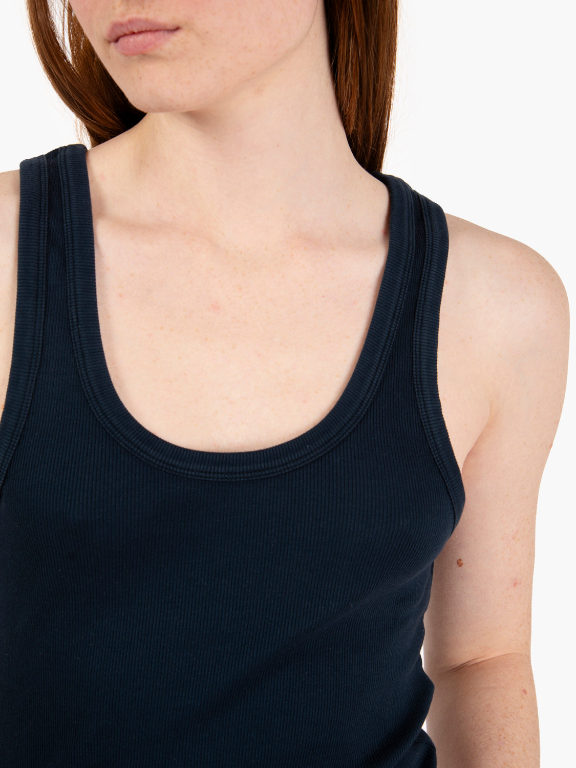 W Organic Rib Tank top navy blue