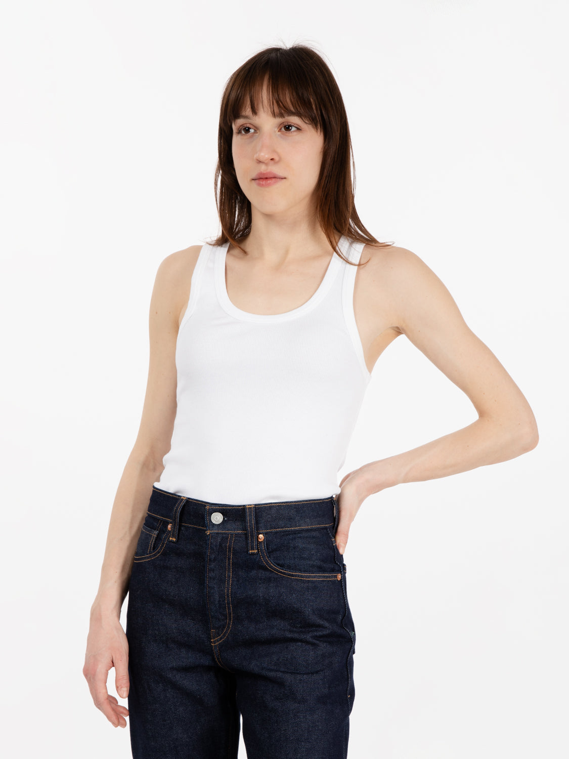 W Organic Rib Tank top optical white