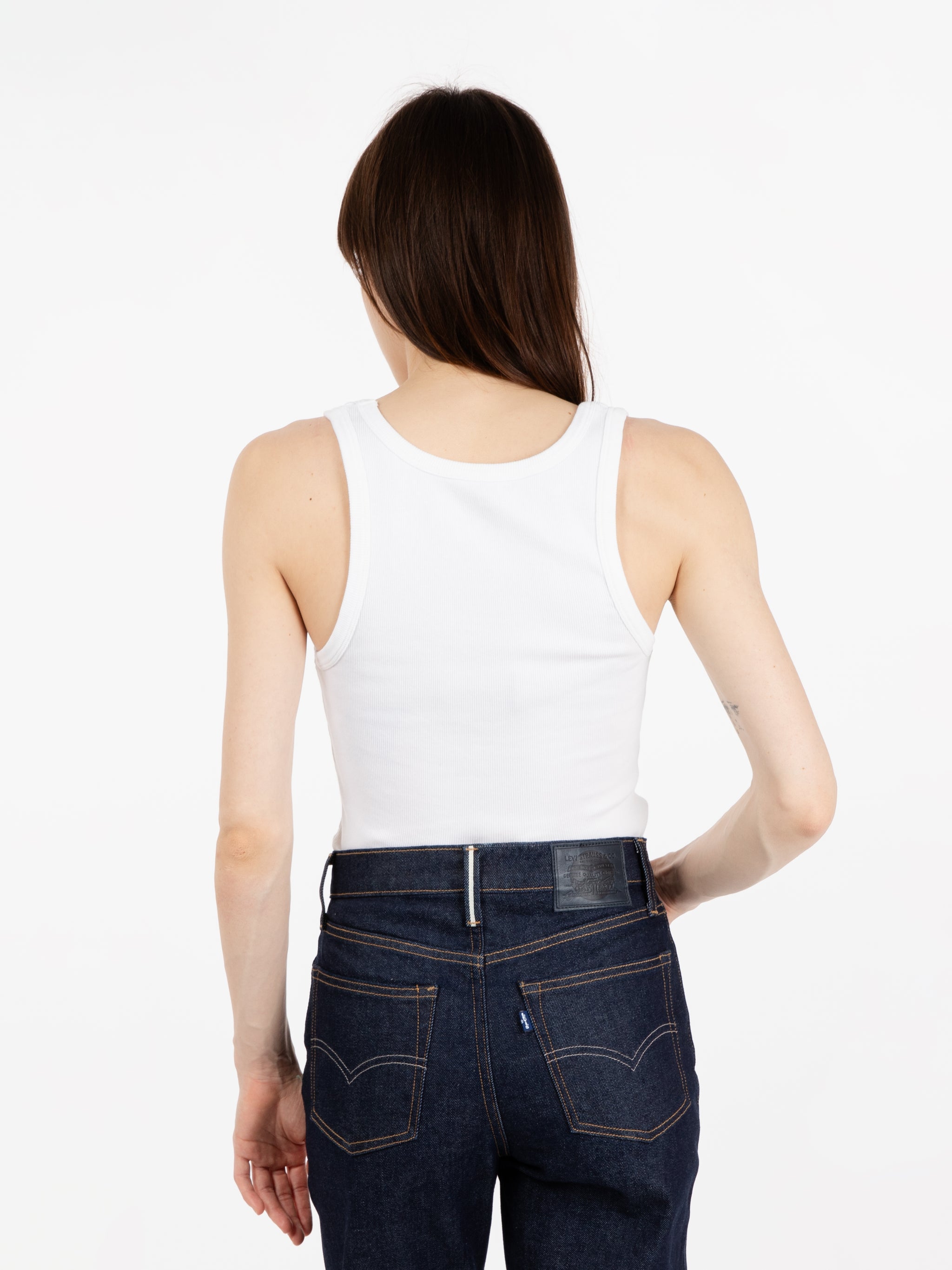 W Organic Rib Tank top optical white