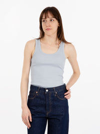 W Organic Rib Tank top powder blue