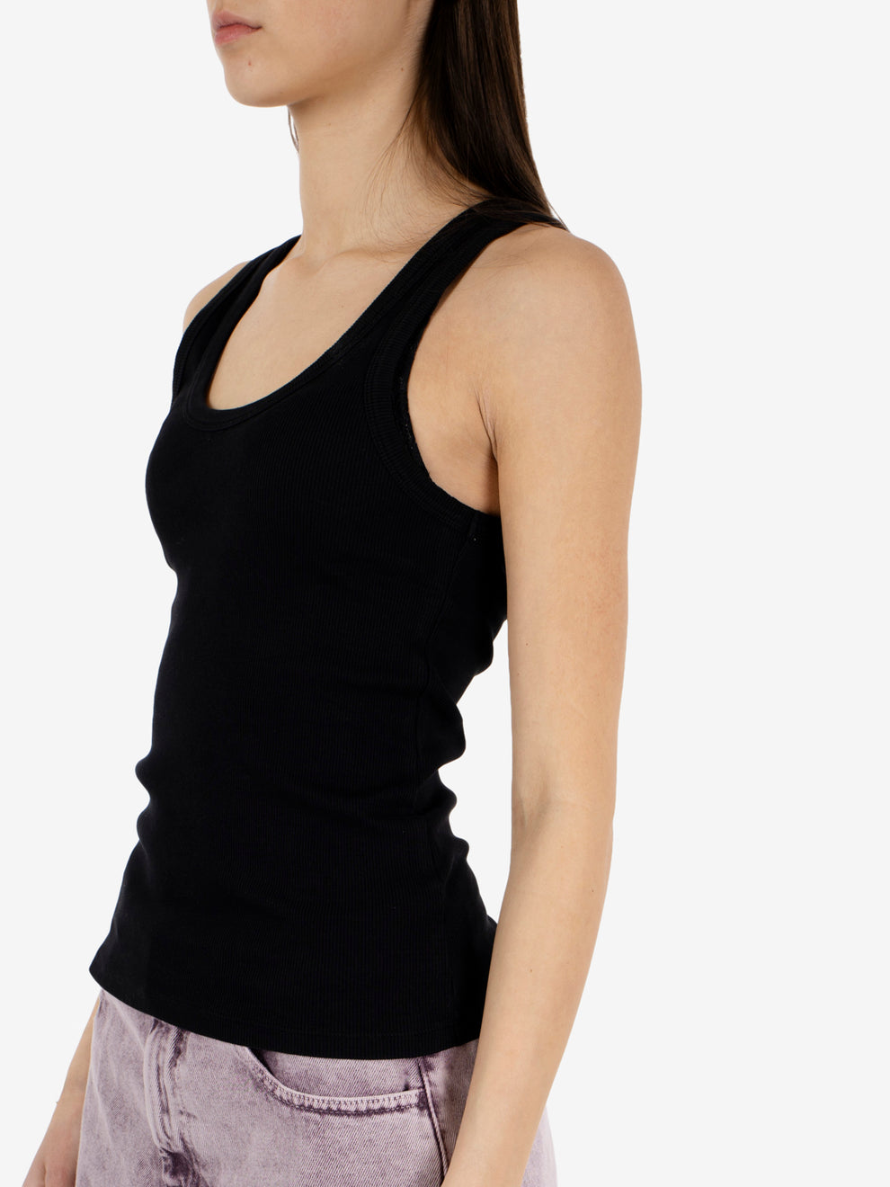 W Organic Rib Tanktops deep black