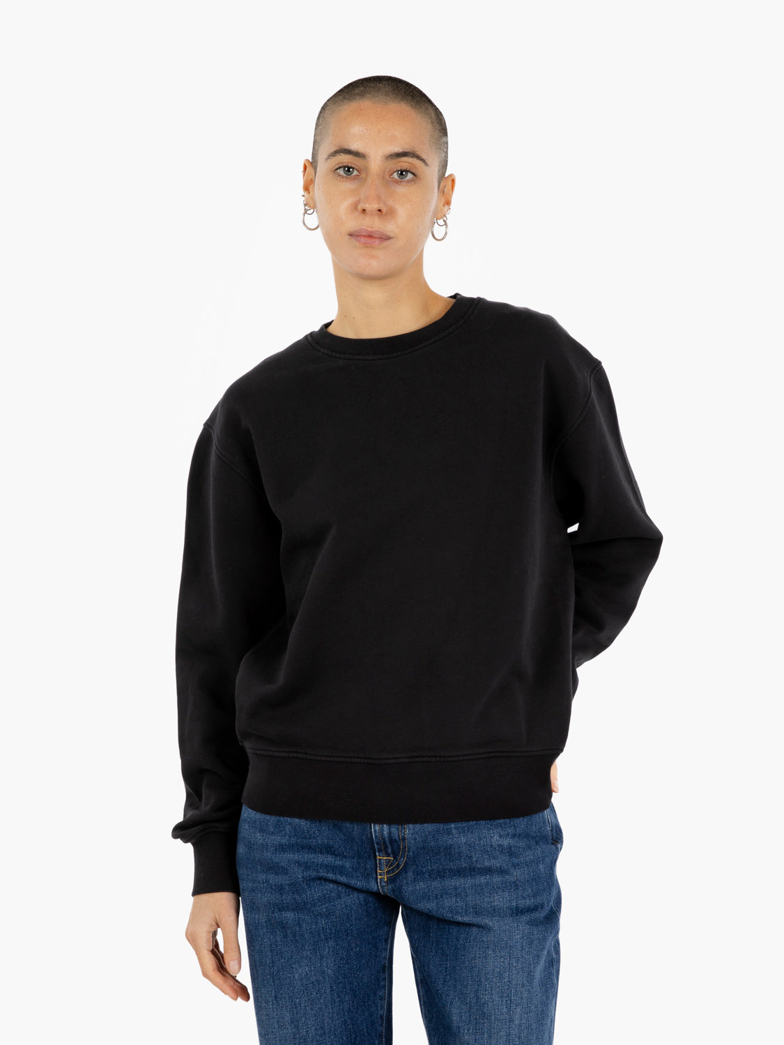 Women classic organic crew deep black