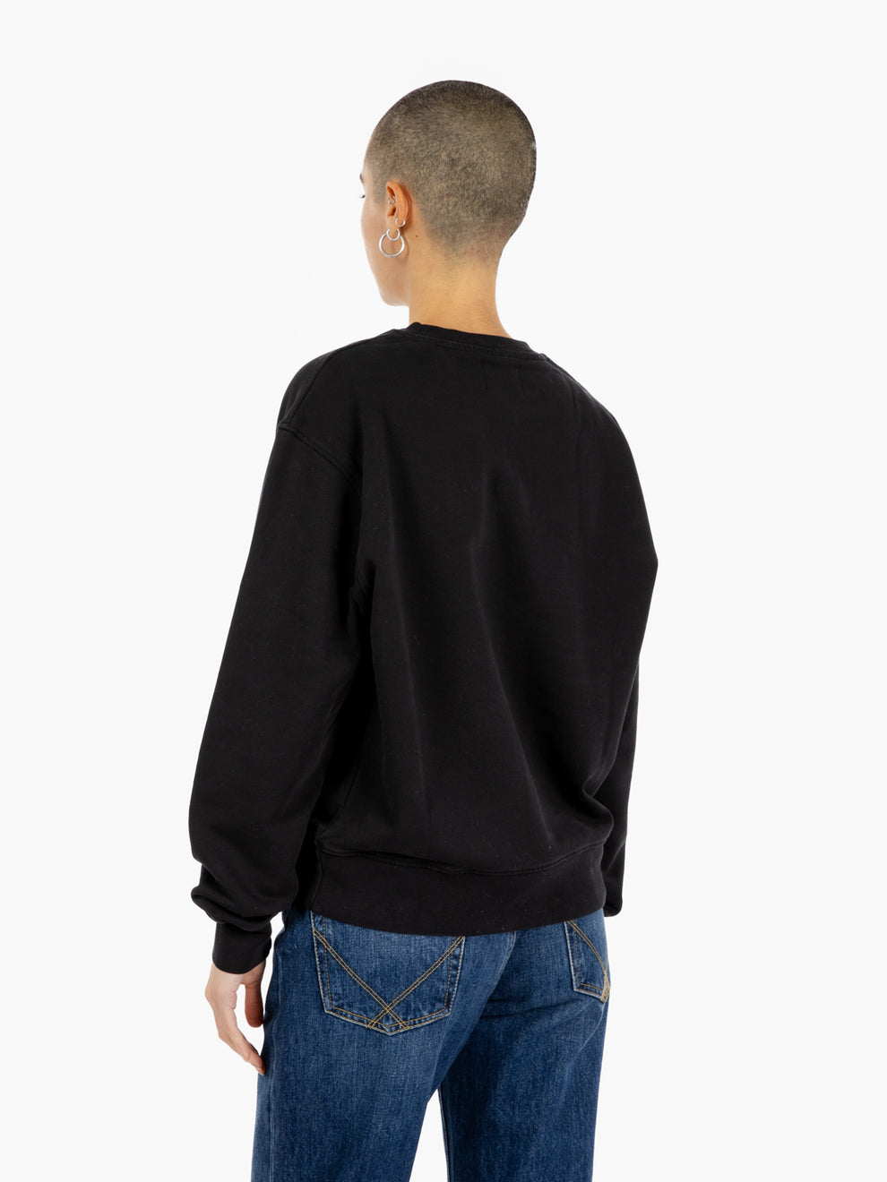 Women classic organic crew deep black