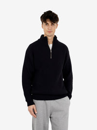 Merino quarter zip deep black