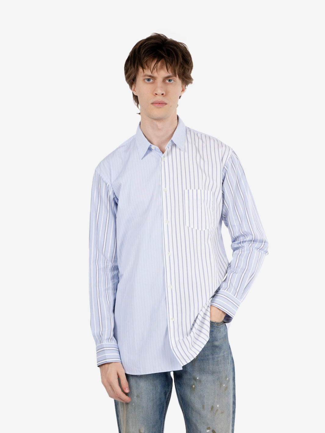 Camicie multi righe azzurra