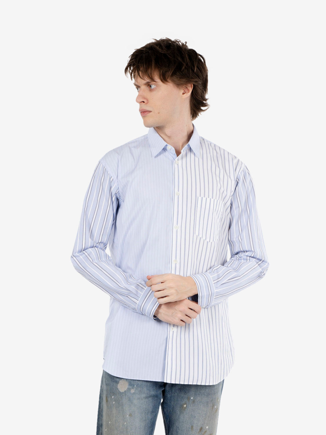 Camicie multi righe azzurra