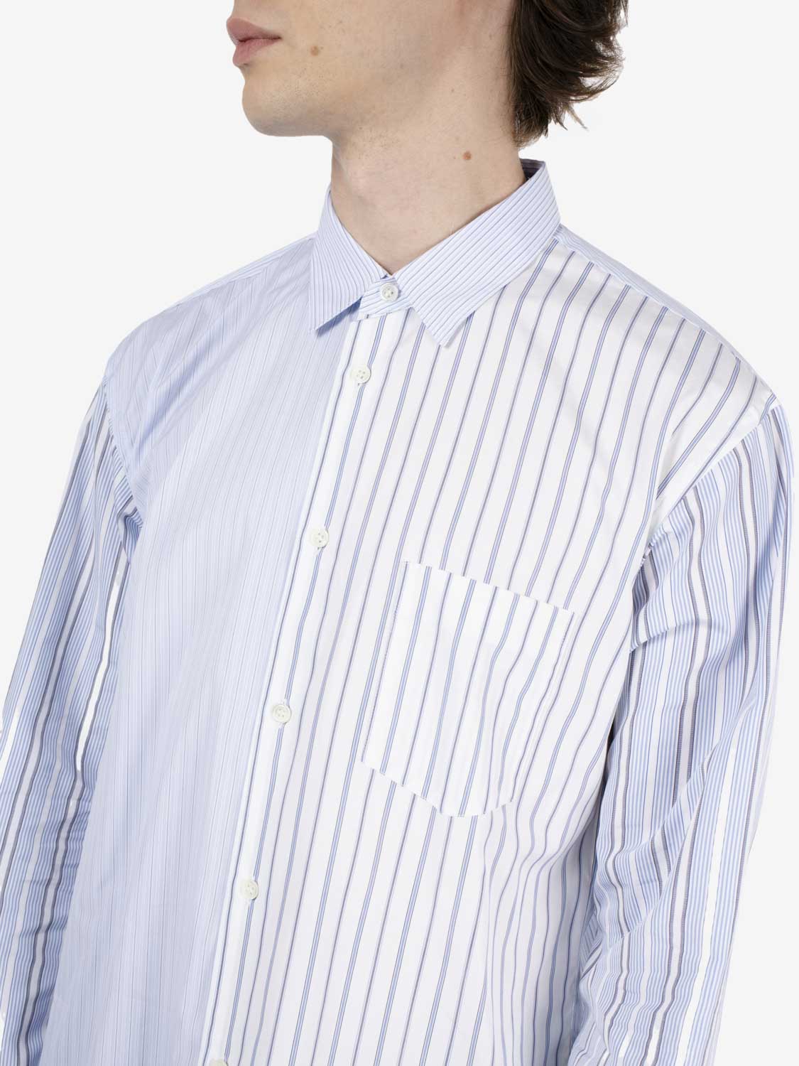 Camicie multi righe azzurra