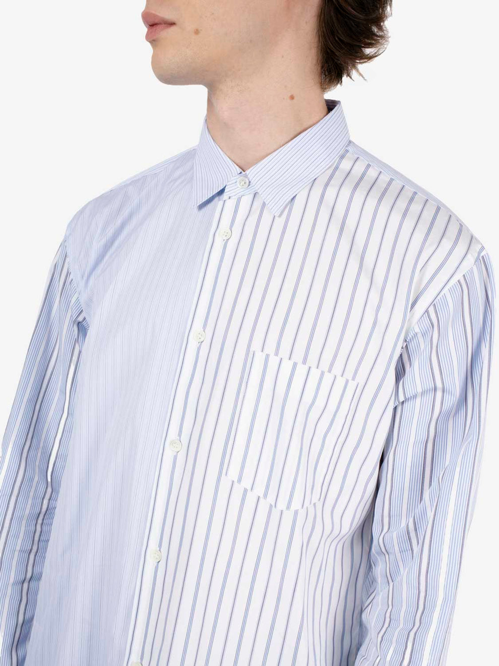 Camicie multi righe azzurra