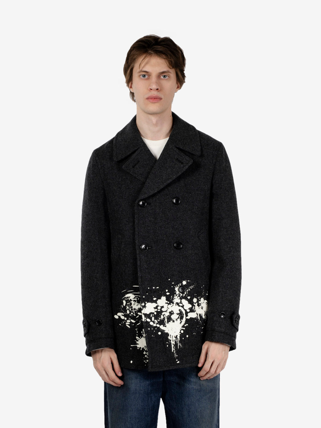 Short grey wool coat
