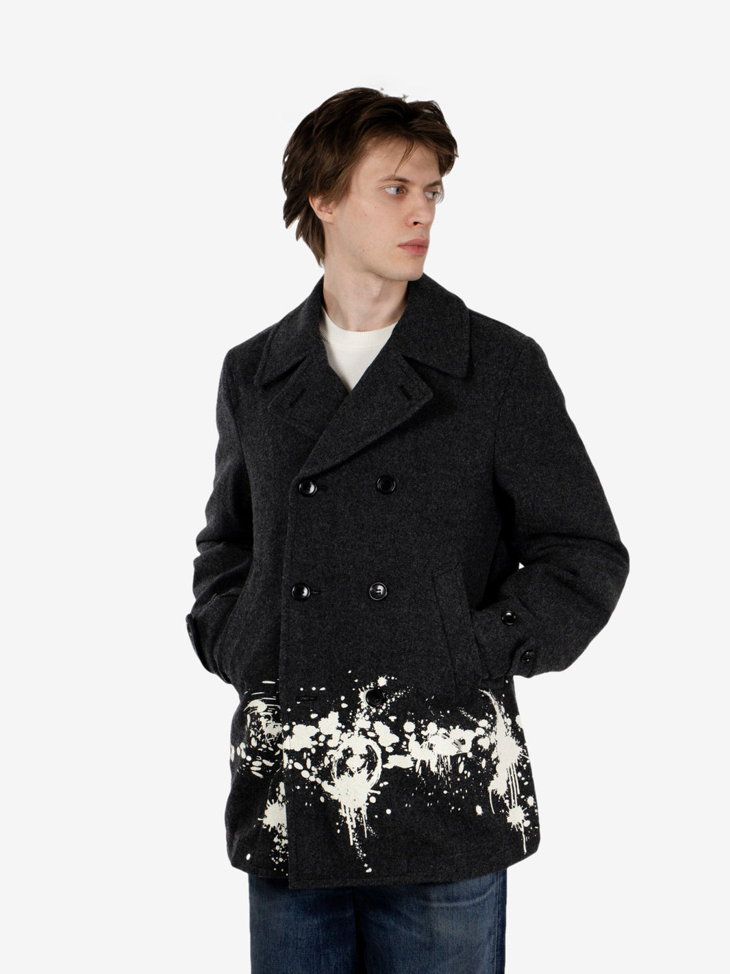 Short grey wool coat