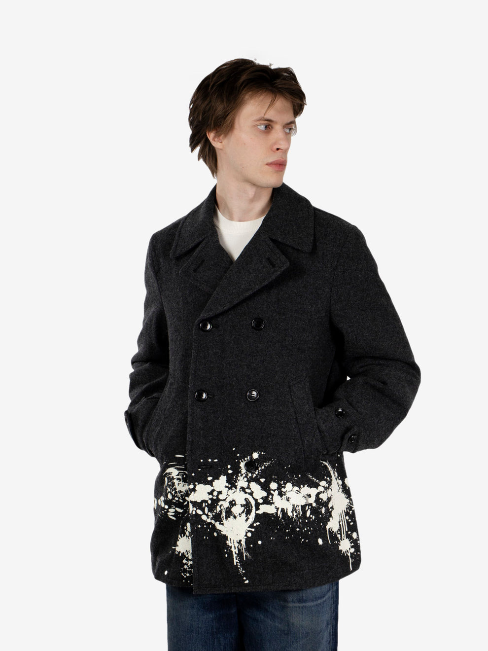 Cappotto corto in lana grigio