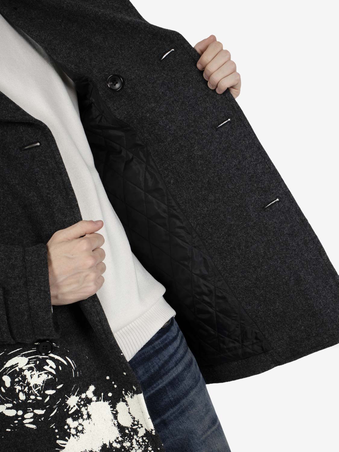 Cappotto corto in lana grigio